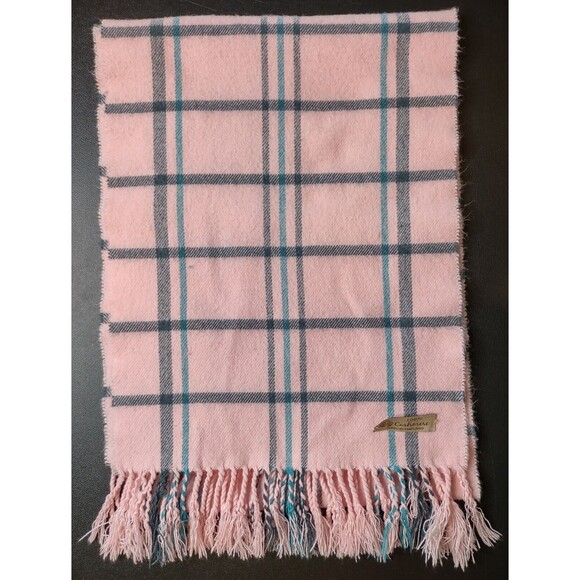 100% Cashmere Scarf Pink Plaid Tartan Made In England Classiccore 64 x 11.5 In - Picture 5 of 8
